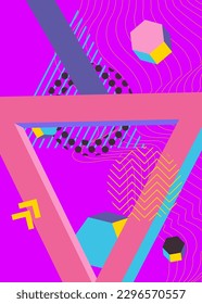 Simple background with geometric shapes. Vintage Busy Art Pattern. Abstract geometrical graphic template for poster, book cover, Newsletter, Social Media backdrop.