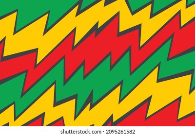 Simple background with gradient zigzag line pattern and with Jamaican color theme