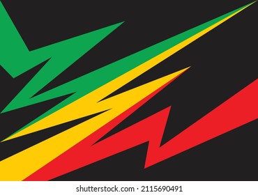 Simple background with gradient zigzag line pattern and with Jamaican color theme