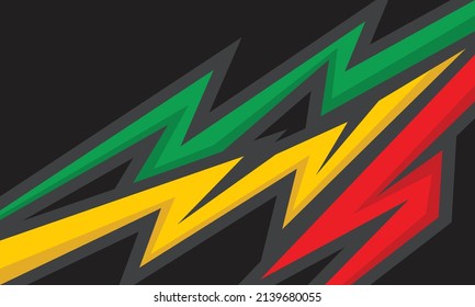 Simple background with gradient zigzag line pattern and with Jamaican color theme