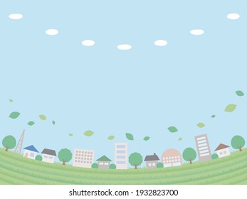 Eine einfache Hintergrundgrafik des Stadtbildes im Frühsommer. Depression Version.