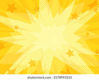 Simple background illustration with explosion light and scattered stars_yellow