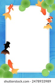 Simple background illustration of goldfish swimming_5