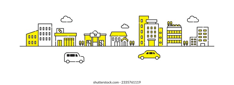 Simple background illustration of a town, city.