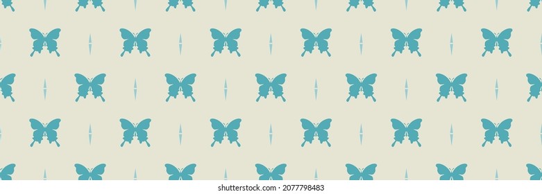 Einfaches Hintergrundbild mit dekorativen Schmetterlingen auf hellem Hintergrund für Ihre Designprojekte, nahtlose Muster, Tapetentexturen mit flachem Design. Vektorgrafik