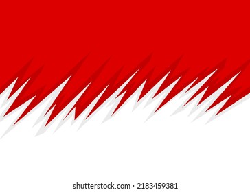 Simple background with jagged pattern and with Indonesian flag color theme