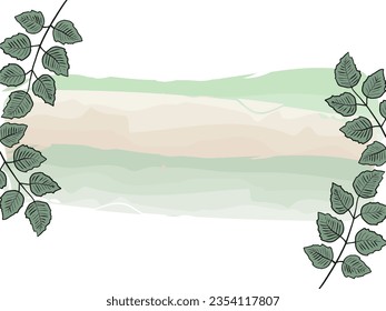 Einfaches Hintergrund mit Blattrahmen und Aquarell-Stil