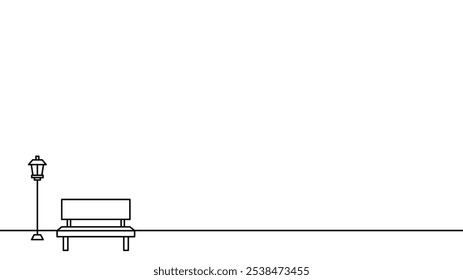 Simple background material of bench and street lamp Vector