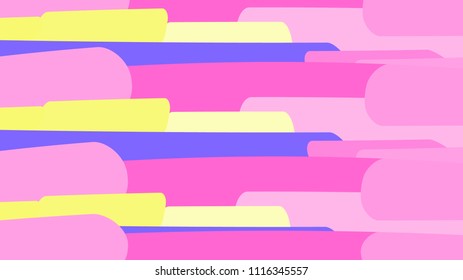 Simple background from minimalistic colorful motley bright geometric shapes, ovals with rounded corners arranged horizontally. Vector illustration.