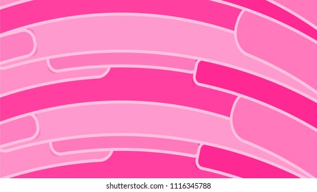 Simple background from minimalistic light pink bright geometric figures, ovals with rounded corners arranged in the form of a rainbow horizontally with a white stroke. Vector illustration.