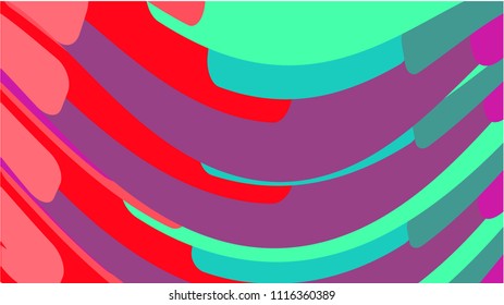 Simple background from minimalistic magical multicolored curved bent abstract bright lines of waves of strips of geometric shapes of different figures in a wavy form. Vector illustration.