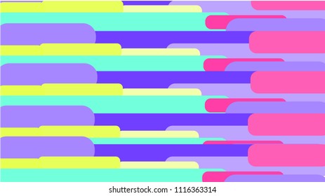 Simple background from minimalistic multicolored geometric shapes, rectangles with rounded corners.