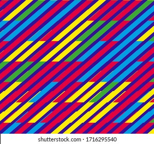 A simple background with multi-colored diagonal lines, stripes, and dashes. Contrasting color. Vector design for web banners, covers, business cards, conference stands