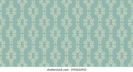 Simple background pattern with decorative ornaments on a blue background, retro style, wallpaper. Seamless pattern, texture for your design. Vector image 