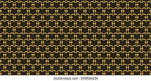 Simple background pattern with gold ornament on a black background. Seamless pattern, texture. Suitable for design book cover, poster, wallpaper, invitation, cards. Vector image