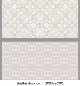 Simple background patterns with decorative elements. Set. Suitable for decorating book covers, posters, wallpapers, invitations, postcards. Seamless pattern, texture. Vector image