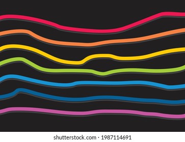 Simple background with rainbow color waving lines pattern