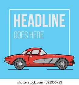 simple background with retro car. vector illustration