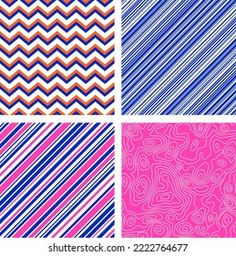 Simple background set collection of pop Art patterns for decoration wallpaper, vintage style, stock vector