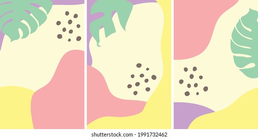 Simple background set with soft color and minimalist floral pattern