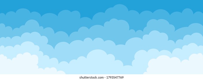 Simple background with sky and clouds. Flat style for poster, flyers, postcards, web banners