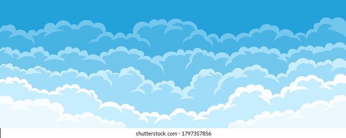 Simple background with sky and clouds. Flat style for poster, flyers, postcards, web banners