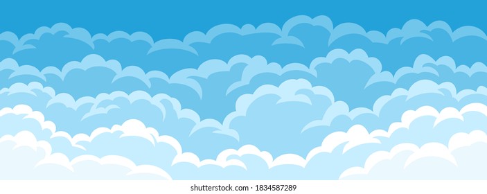 Simple background with sky and clouds. Flat style for poster, flyers, postcards, web banners