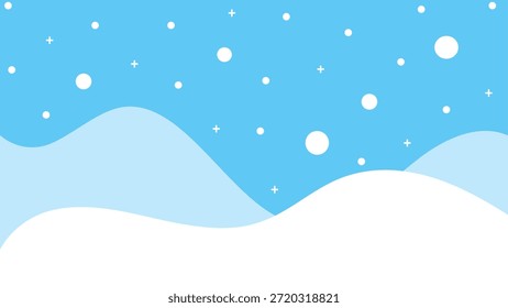 Simple nevada de fondo con colinas y cielo azul en la temporada de invierno