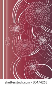 Simple background with stylized flowers and a little knot