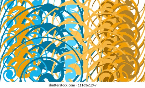Simple background, a texture of minimalistic multi-colored abstract different circular bright lines, circles, ovals and geometric figures arranged in a circle. Vector illustration.