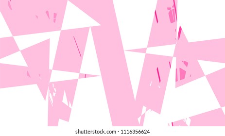 Simple background, texture of minimalistic pink abstract of various beautiful bright triangles and geometric shapes in the form of glass fragments. Vector illustration.