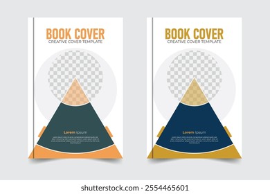 Simple background triangle shapes modern and creative book cover design template
