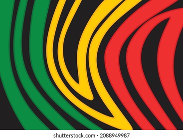 Simple background with waving motion lines pattern and with Jamaican color theme