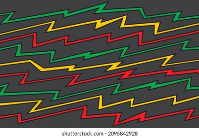 Simple background with zigzag line pattern and with Jamaican color theme