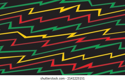 Simple background with zigzag line pattern and with Jamaican color theme