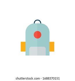 Simple backpack flat icon. Color pictogram. Vector illustration isolated on a white background. Premium quality symbol. Vector sign for mobile app and web sites.
