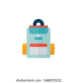 Simple backpack flat icon. Color pictogram. Vector illustration isolated on a white background. Premium quality symbol. Vector sign for mobile app and web sites.
