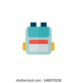 Simple backpack flat icon. Color pictogram. Vector illustration isolated on a white background. Premium quality symbol. Vector sign for mobile app and web sites.