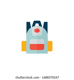 Icono plano de mochila simple. Pictograma de color. Ilustración vectorial aislada en un fondo blanco. Símbolo de calidad superior. Signo de vector para aplicaciones móviles y sitios web.