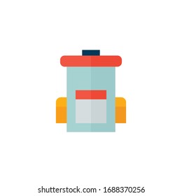 Simple backpack flat icon. Color pictogram. Vector illustration isolated on a white background. Premium quality symbol. Vector sign for mobile app and web sites.