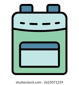 Simple backpack icon. Outline simple backpack vector icon color flat isolated