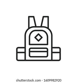 Simple backpack line icon. Stroke pictogram. Vector illustration isolated on a white background. Premium quality symbol. Vector sign for mobile app and web sites.