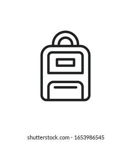 Simple backpack line icon. Stroke pictogram. Vector illustration isolated on a white background. Premium quality symbol. Vector sign for mobile app and web sites.