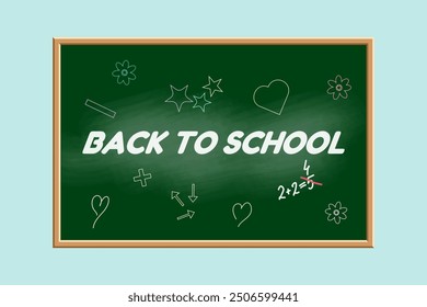 A simple back-to-school chalkboard illustration with handwritten elements. Ideal for educational and promotional materials.