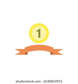 simple badge icon with the number one, representing top performance, victory, and recognition. Great for certificates, awards, and gamification elements.