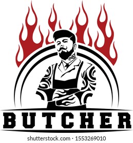 Simple badge logo design for butcher