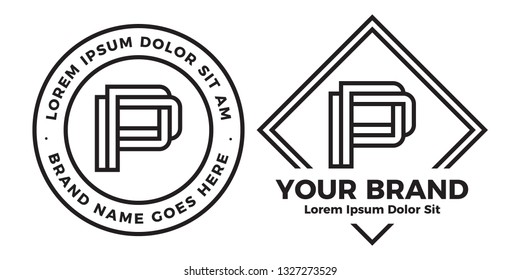 Simple Badge Logo with Letter P Mark Design Template