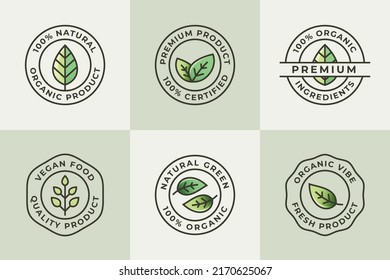 Simple badge for natural and organic signs products. Vector template illustration concepts for web design, packaging design, promotion and commercial.