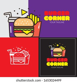 Simple badge vector logo illustration for Burger corner.