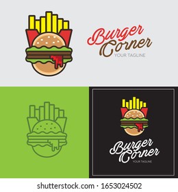 Ilustración simple del logotipo vectorial para Burger corner.